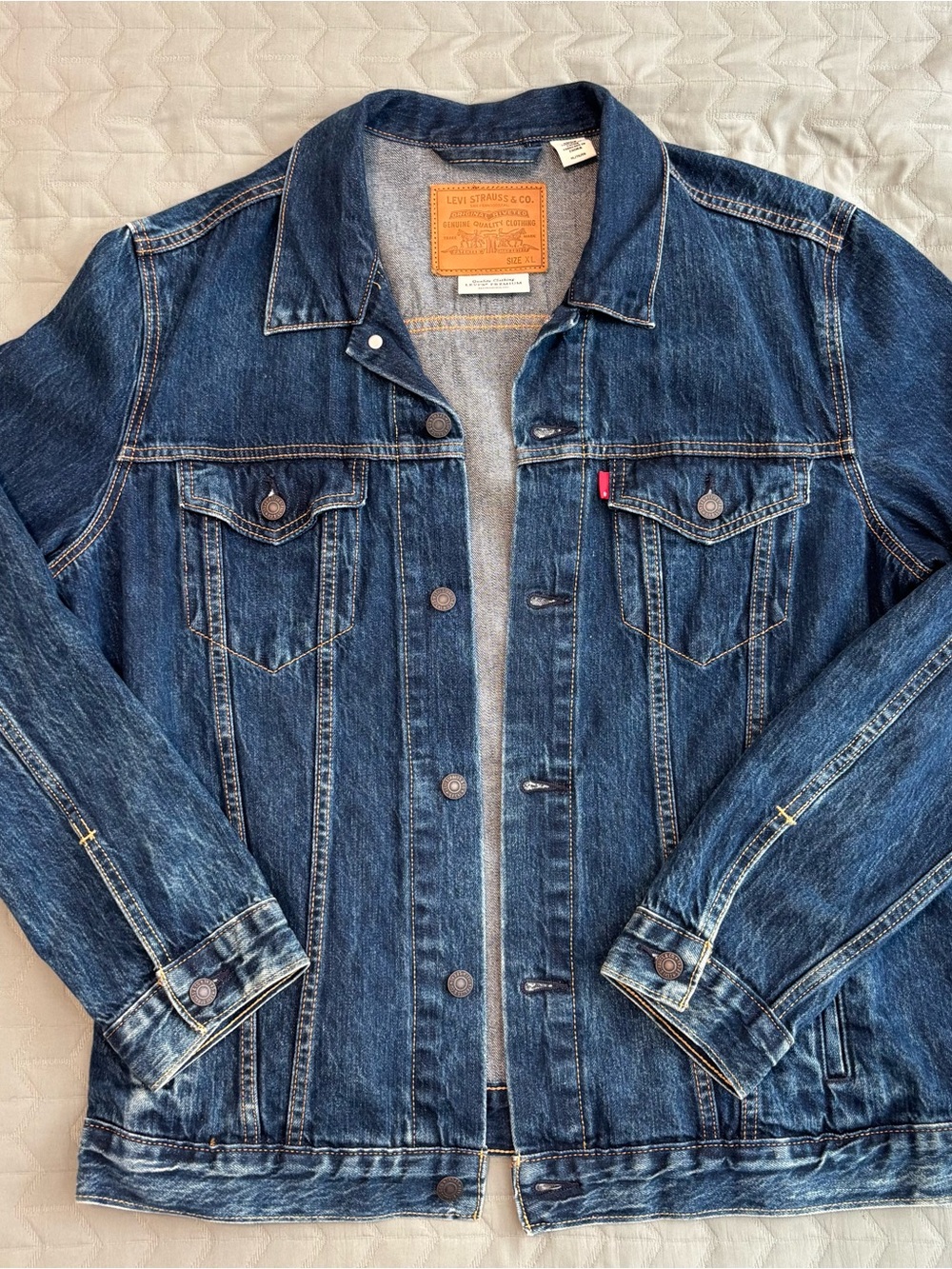 Levi's Premium Men's Classic Blue Denim Jean Jacket in GUC SIZE XL